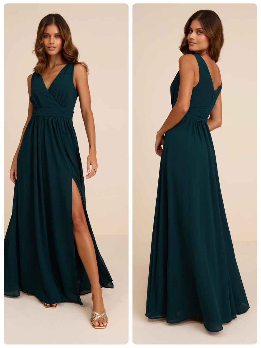 Lulus Thoughts of Hue Emerald Green Surplice Maxi Dress Size Small NWT